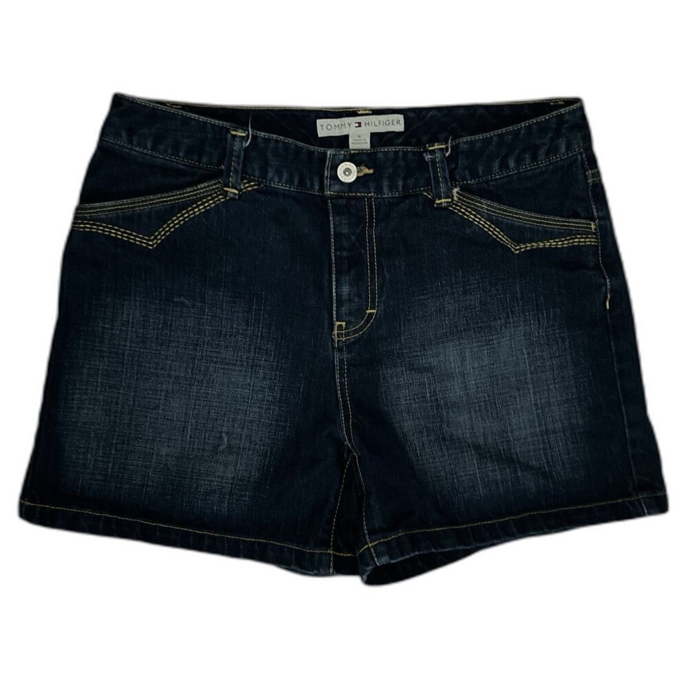Tommy Hilfiger Women’s Sz 6 Denim Shorts Blue High Rise Jean Cutoff 4” Inseam